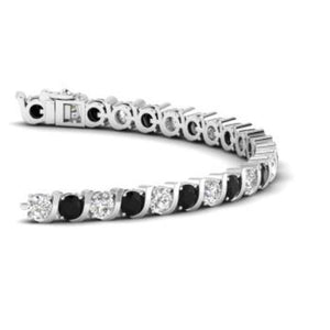 15Ct Round Cut Black Diamond Wave Design Tennis Bracelet 18K White Gold Finish