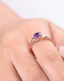 2Ct Round Cut Purple Amethyst Engagement Ring 14K Rose Gold Over Marquise Accent