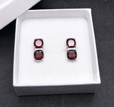 2.7ct Drop Earrings Cushion Cut Red Garnet Partywear 14k White Gold Finish