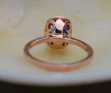 1.5ct Oval Cut Blue Sapphire Princess Halo Engagement Ring 14k Rose Gold Finish