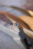 1ct Pear Cut Blue Sapphire Engagement Ring Floral Petal Leaf 14k YellowGold Over