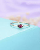 0.5ct Marquise Cut Pink Ruby Minimalist Slim Engagement Ring 14k White Gold Over