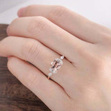 1.5ct Cushion Cut Peach Morganite Floral Leaf Solitaire Ring 14k Dual Gold Over