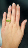 2.4ct Engagement Ring Emerald Cut Green Peridot Geometric Bar 14k WhiteGold Over