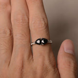 Two Stone Engagement Ring 2ct Trillion Cut Black Diamond 14k White Gold Finish