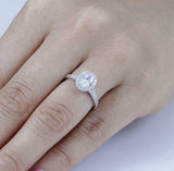 2ct Oval Cut Diamond Engagement Ring Halo 18k WhiteGold Finish with Round Accent