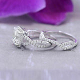 5Ct Cushion Cut Diamond Bridal Set Split Shank Ring Band 14K White Gold Finish