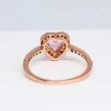 2.3Ct Heart Cut Peach Morganite Diamond Halo Engagement Ring 14K Rose Gold Over