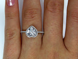 4Ct Heart Cut Diamond Halo Vintage Solitaire Engagement Ring 14K White Gold Over