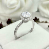 1.7ct Engagement Ring Cushion Cut Diamond Halo Design 14k White Gold Finish