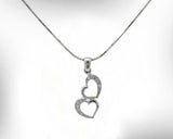 1ct Round Cut VVS1D Diamond Double Heart Pendant 14k White Gold Finish NO CHAIN