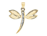 0.2ct Round Cut VVS1D Diamond Pendant Dragonfly 14k Yellow Gold Finish NO CHAIN