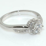 1.1ct Round Cut VVS1D Diamond Engagement Ring Halo Promise 14k White Gold Finish