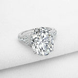 4ct Oval Diamond Solitaire Engagement Ring 14k White Gold Over with Round Accent