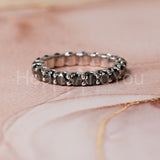 2ct Round Cut Simulated Black Diamond Full Eternity Band 14k White Gold Plated