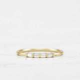 Dainty Minimalist Wedding Band 0.5ct Baguette Cut Diamond 14k Yellow Gold Finish