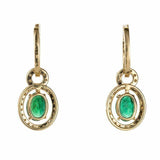 2ct Oval Cut Green Emerald Halo Party Wear Drop Earrings 14k Yellow Gold Finish