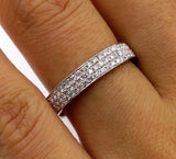 3Ct Round Brilliant Cut Diamond 3 Row Eternity Wedding Band 18K White Gold Over