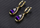 2.7ct Drop Earrings Pear Purple Amethyst Water Tear Drop 14k Yellow Gold Finish