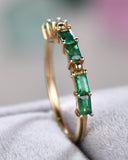 2Ct Baguette Cut Green Emerald Minimalist Wedding Band Ring 14K Yellow Gold Over