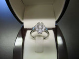 5Ct Round Cut Diamond Aquamarine Cluster Engagement Ring 14K White Gold Finish