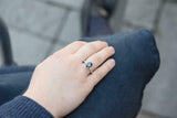 1.3ct Oval Cut Blue Sapphire Engagement Ring Marquise Accents 14k Rose Gold Over