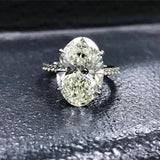 2.5Ct Oval Cut Diamond Solitaire Ring 14K White Gold Finish with Round Accents