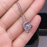 2.2ct Round Cut Diamond Pendant Chain Heart Shape Design 14k White Gold Finish