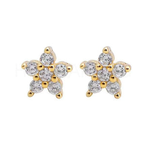 1ct Round Cut Moissanite Dainty Minimalist Stud Earrings 14k Yellow Gold Plated