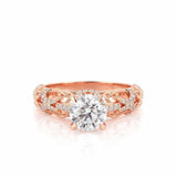 2ct Round Diamond Engagement Ring Vintage Milgrain Solitaire 14k Rose Gold Over