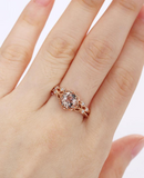 1ct Round Peach Morganite Engagement Ring Milgrain Solitaire 14k Rose Gold Over