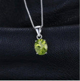 2.3ct Green Peridot Pendant Oval Cut Solitaire Women 14k WhiteGold Over NO CHAIN