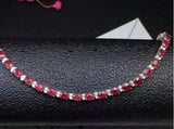 20ct Oval Cut Pink Ruby Diamond Elegant Tennis Bracelet 14k White Gold Finish