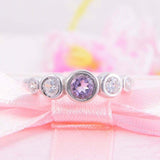 1.5ct Round Cut Purple Amethyst Five Stone Bezel Set Ring 14k White Gold Finish