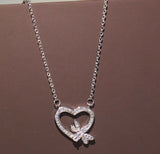 1.6ct Oval Cut Diamond Honey Bee Heart Shape Pendant Chain 14k White Gold Finish