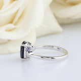 2ct Oval Cut Blue Sapphire Engagement Ring Diamond Trilogy 14k White Gold Finish