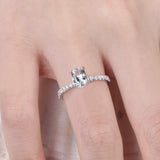 Accents Solitaire Engagement Ring 1.4ct Oval Cut Diamond 14k White Gold Finish