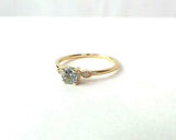 0.5ct Engagement Ring Round Aquamarine Minimalist Trilogy 14k Yellow Gold Finish