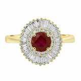 3ct Round Cut Pink Ruby Engagement Ring Dual Halo Ballerina 14k Yellow Gold Over