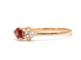 1ct Pear Cut Red Garnet Diamond Petite Minimalist Ring 14k Yellow Gold Finish