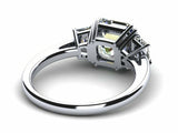 1.3ct Asscher Cut VVS1 Diamond Three Stone Engagement Ring 14k White Gold Finish