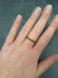 1ct Round Cut Red Garnet Stackable Eternity Wedding Band 14k Yellow Gold Finish