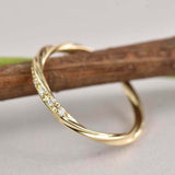 Twisted Infinity Wedding Ring Band 0.6ct Round Cut Diamond 14k YellowGold Finish