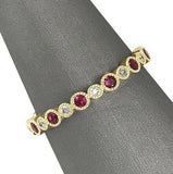 2.5Ct Round Cut Alternate Pink Ruby Diamond Wedding Band 14K Yellow Gold Finish