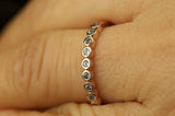 2Ct Round Cut Blue Aquamarine Bubbly Bezel Set Wedding Band 14K Rose Gold Finish