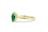 1.2ct Pear Cut Green Emerald Diamond Crown Engagement Ring 14k YellowGold Finish