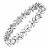 11.5ct Round Cut Diamond Floral Petal Women Bracelet 14k White Gold Finish