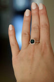 1ct Engagement Ring Cushion Cut London Blue Topaz Diamond Halo 14k RoseGold Over