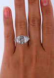 5Ct Cushion Cut Diamond Engagement Ring 18K White Gold Finish Trillion Accents