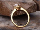 1.3ct Engagement Ring Heart Cut Diamond Halo Design 14k Yellow Gold Finish